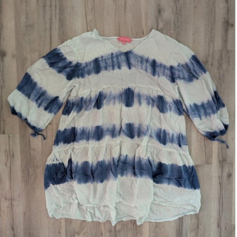 Simply Southern Blue Tie Dye Swim Cover Up Dress, XL (A2)
